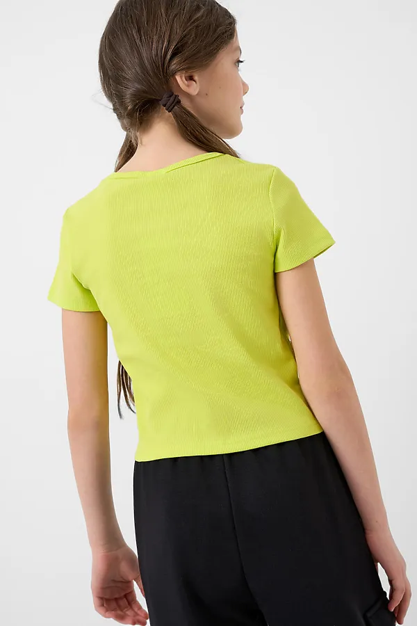 Фуфайка трикотажная для девочек (футболка) PLAYTODAY, светло-зеленый неоновый - фото 2
