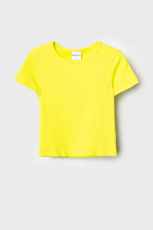 Фуфайка трикотажная для девочек (футболка) PLAYTODAY, светло-зеленый неоновый - фото 2