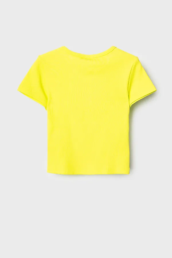 Фуфайка трикотажная для девочек (футболка) PLAYTODAY, светло-зеленый неоновый - фото 2