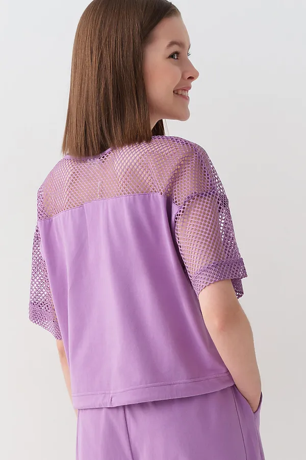Джемпер трикотажный для девочек (футболка) PLAYTODAY, сиреневый - фото 2