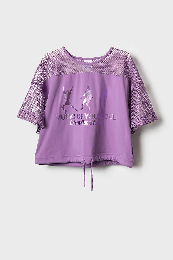 Джемпер трикотажный для девочек (футболка) PLAYTODAY, сиреневый - фото 2
