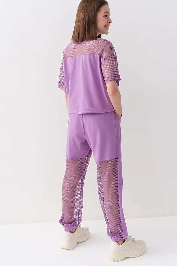 Брюки трикотажные для девочек PLAYTODAY, сиреневый - фото 2