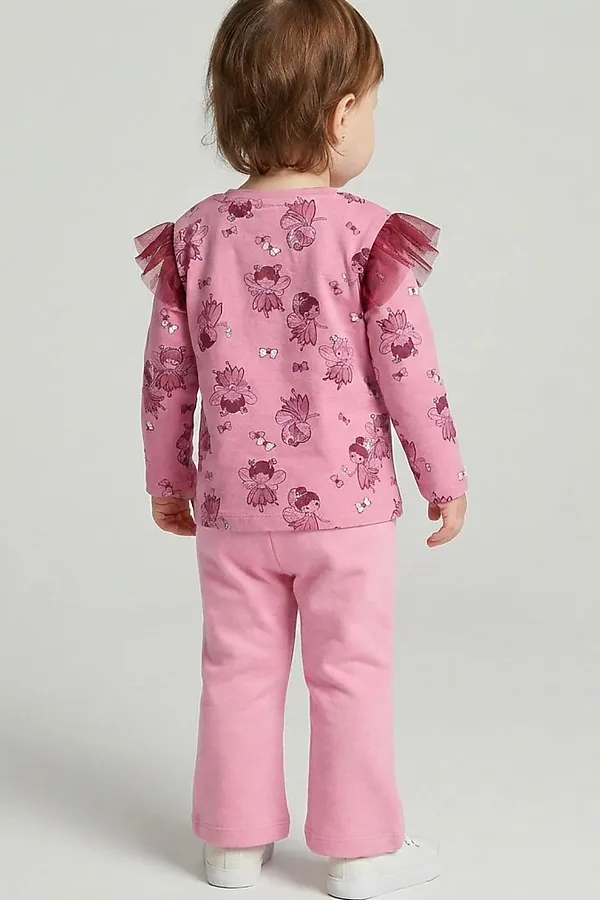 Брюки детские трикотажные для девочек PLAYTODAY, розовый - фото 2