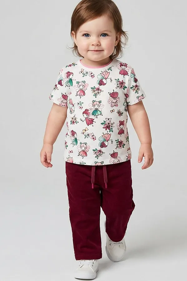 Брюки детские текстильные для девочек PLAYTODAY, малиновый - фото 2