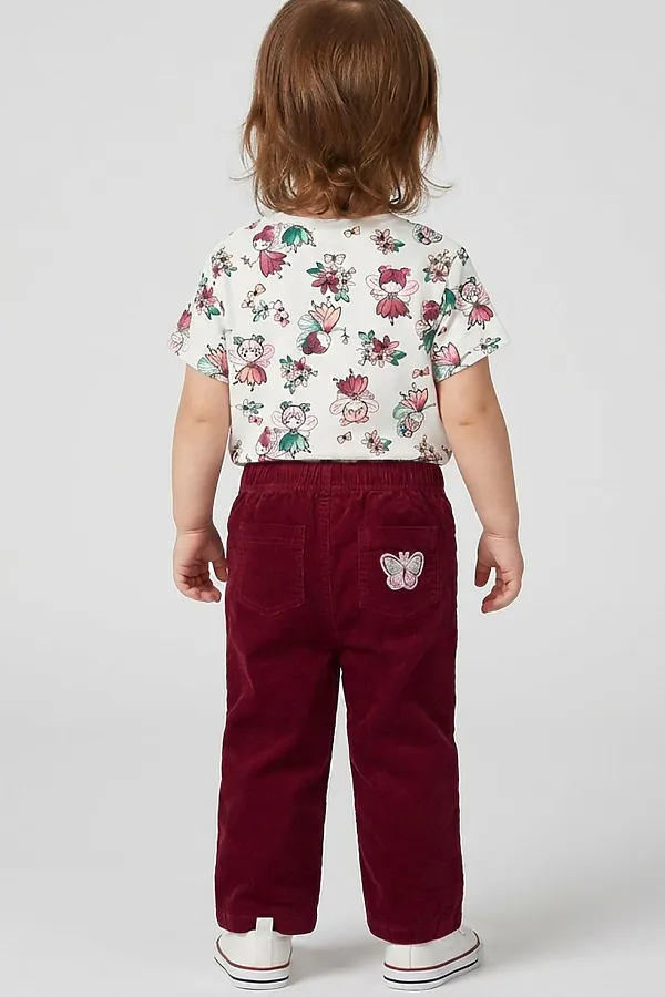 Брюки детские текстильные для девочек PLAYTODAY, малиновый - фото 2