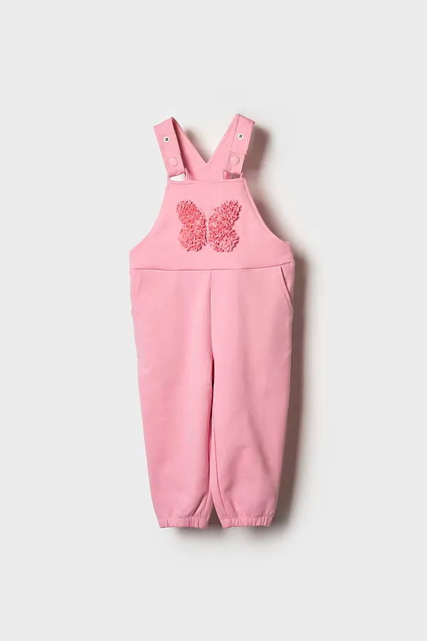 Полукомбинезон детский трикотажный для девочек PLAYTODAY, розовый - фото 2