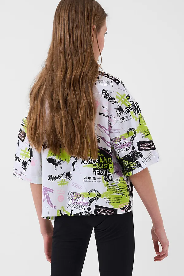 Фуфайка трикотажная для девочек (футболка) PLAYTODAY, разноцветный - фото 2