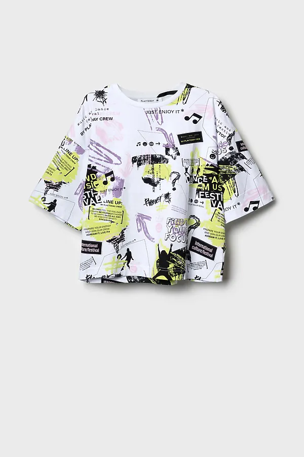 Фуфайка трикотажная для девочек (футболка) PLAYTODAY, разноцветный - фото 2