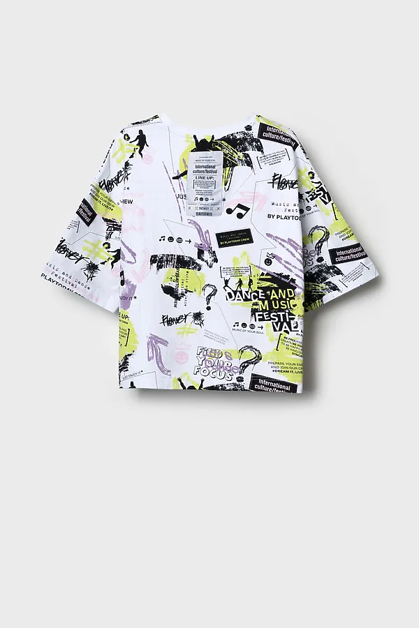 Фуфайка трикотажная для девочек (футболка) PLAYTODAY, разноцветный - фото 2