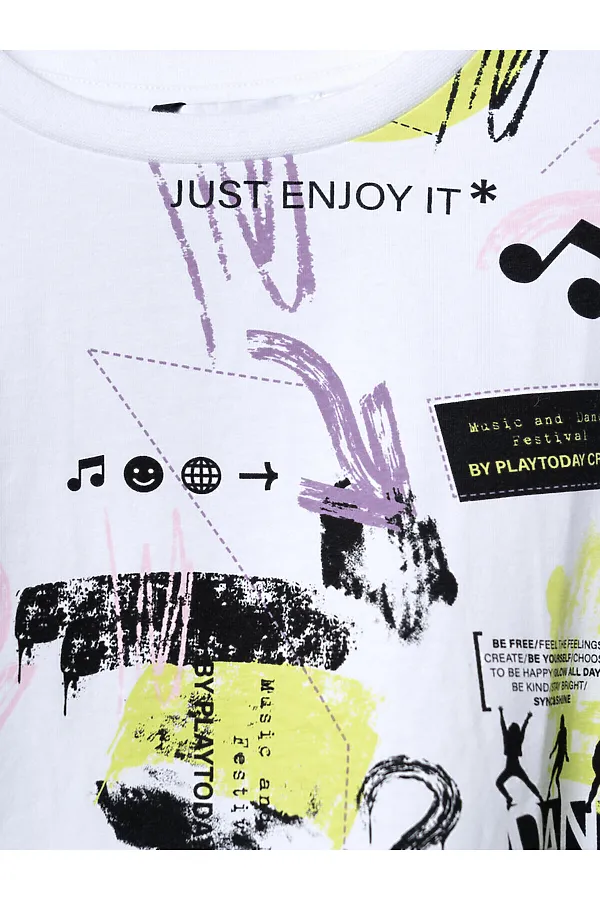 Фуфайка трикотажная для девочек (футболка) PLAYTODAY, разноцветный - фото 2