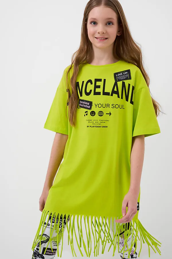 Платье трикотажное для девочек PLAYTODAY, зеленый - фото 2