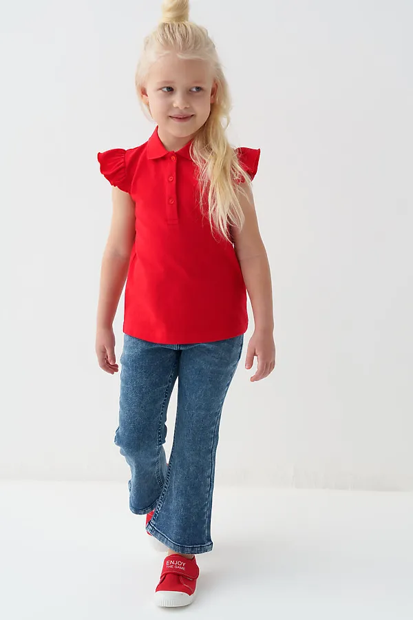 Брюки текстильные джинсовые для девочек PLAYTODAY, синий - фото 2