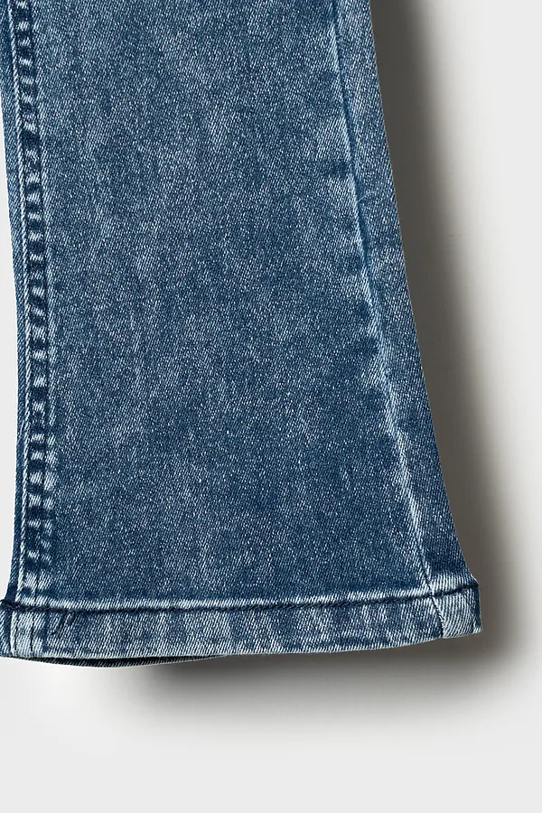 Брюки текстильные джинсовые для девочек PLAYTODAY, синий - фото 2