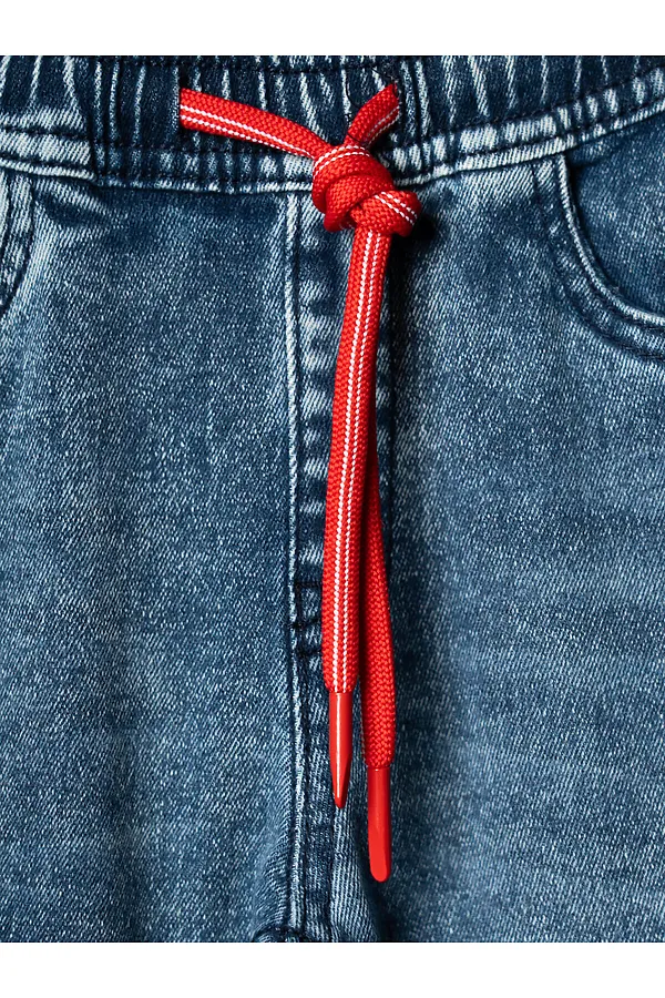 Брюки текстильные джинсовые для девочек PLAYTODAY, синий - фото 2