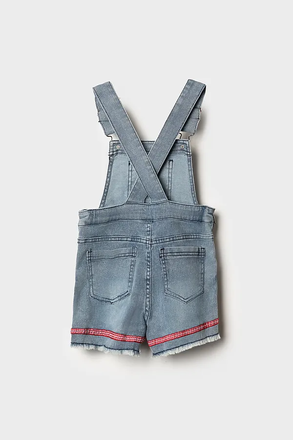 Полукомбинезон текстильный джинсовый для девочек PLAYTODAY, синий - фото 2