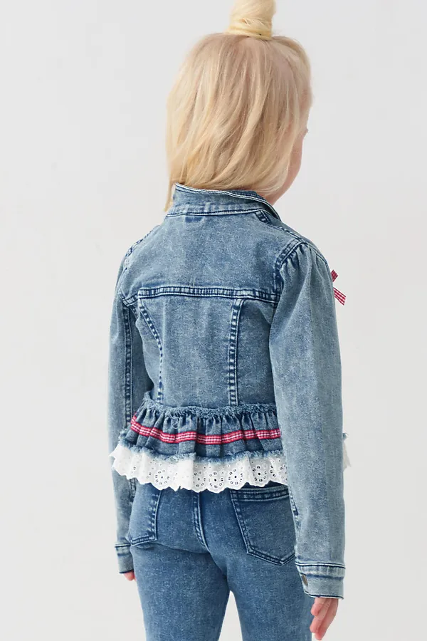 Куртка текстильная джинсовая для девочек PLAYTODAY, синий - фото 2