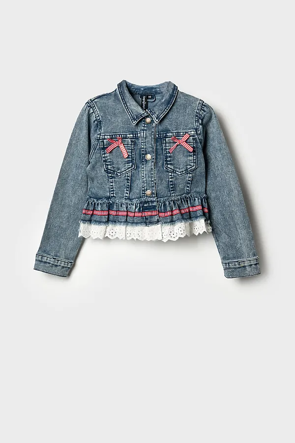 Куртка текстильная джинсовая для девочек PLAYTODAY, синий - фото 2