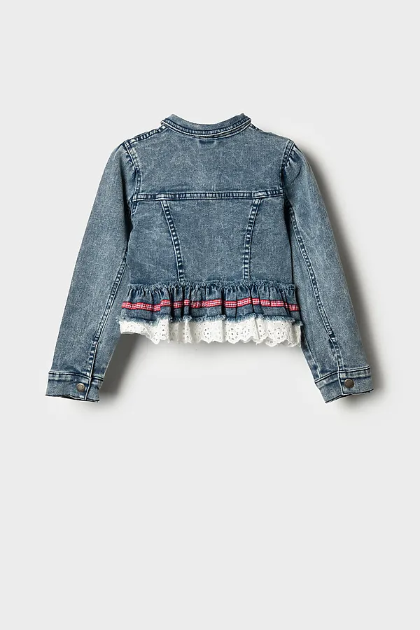 Куртка текстильная джинсовая для девочек PLAYTODAY, синий - фото 2