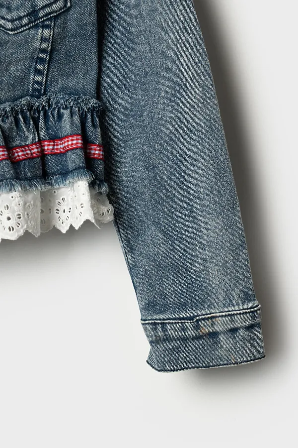 Куртка текстильная джинсовая для девочек PLAYTODAY, синий - фото 2