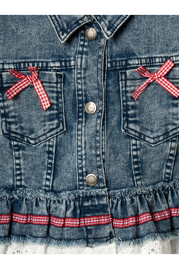 Куртка текстильная джинсовая для девочек PLAYTODAY, синий - фото 2