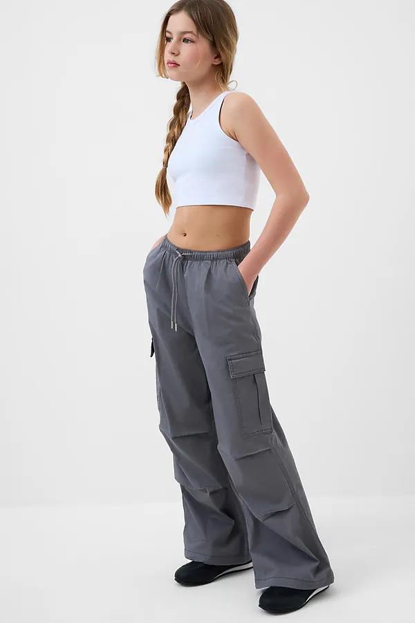 Брюки текстильные для девочек PLAYTODAY, серый - фото 2