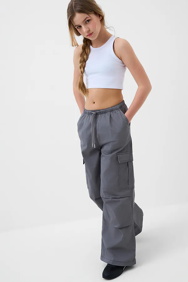 Брюки текстильные для девочек PLAYTODAY, серый - фото 2