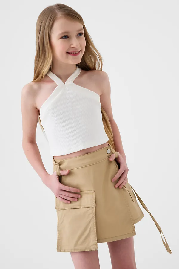Юбка-шорты текстильные для девочек PLAYTODAY, бежевый - фото 2