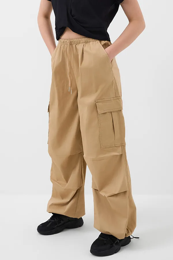 Брюки текстильные для девочек PLAYTODAY, бежевый - фото 2