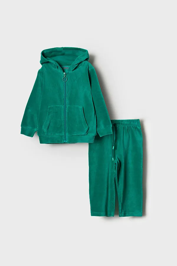 Комплект детский трикотажный для девочек: толстовка, брюки PLAYTODAY, зеленый - фото 2