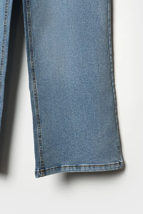 Брюки текстильные джинсовые для девочек PLAYTODAY, синий - фото 2