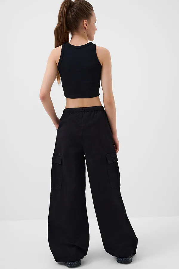 Брюки текстильные для девочек PLAYTODAY, черный - фото 2