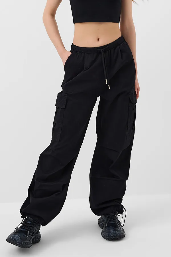 Брюки текстильные для девочек PLAYTODAY, черный - фото 2