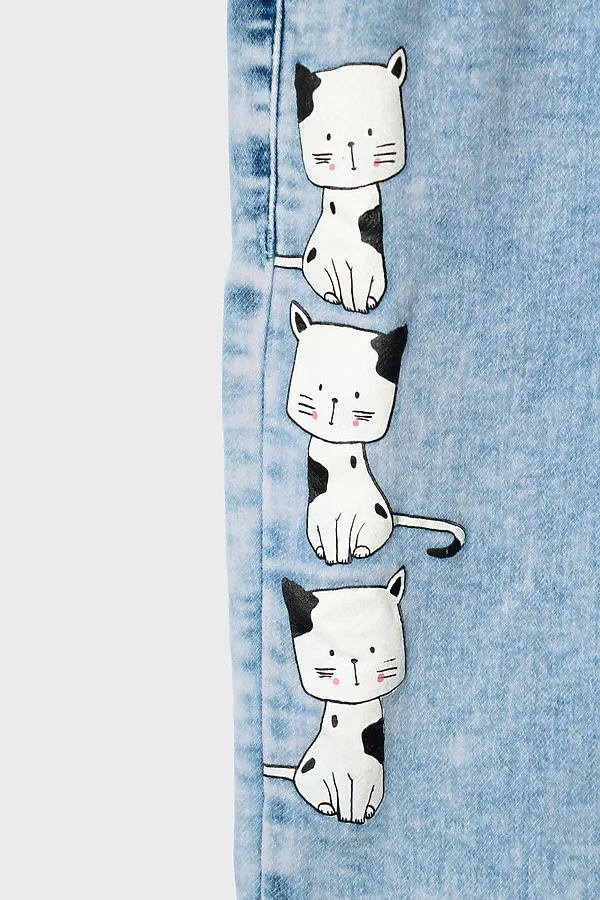 Брюки текстильные джинсовые для девочек PLAYTODAY, синий - фото 2