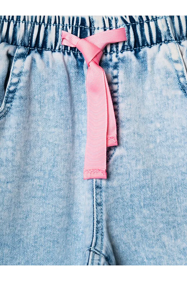 Брюки текстильные джинсовые для девочек PLAYTODAY, синий - фото 2