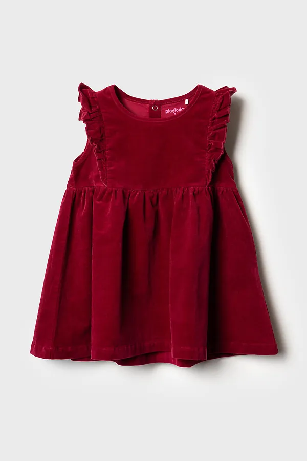 Комплект детский для девочек: сарафан текстильный, джемпер трикотажный (футболка с длинными рукавами PLAYTODAY, белый,малиновый - фото 2