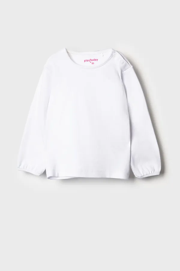 Комплект детский для девочек: сарафан текстильный, джемпер трикотажный (футболка с длинными рукавами PLAYTODAY, белый,малиновый - фото 2