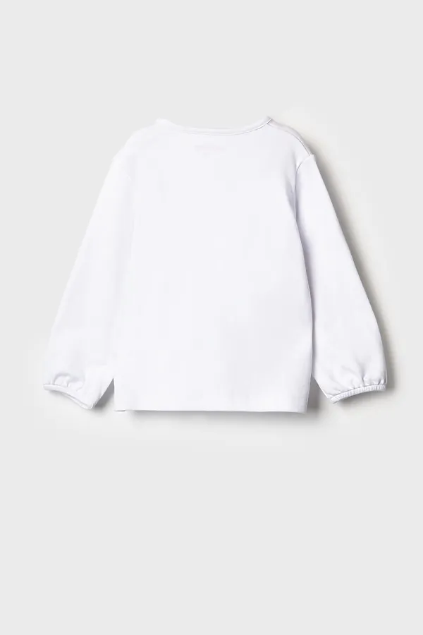 Комплект детский для девочек: сарафан текстильный, джемпер трикотажный (футболка с длинными рукавами PLAYTODAY, белый,малиновый - фото 2