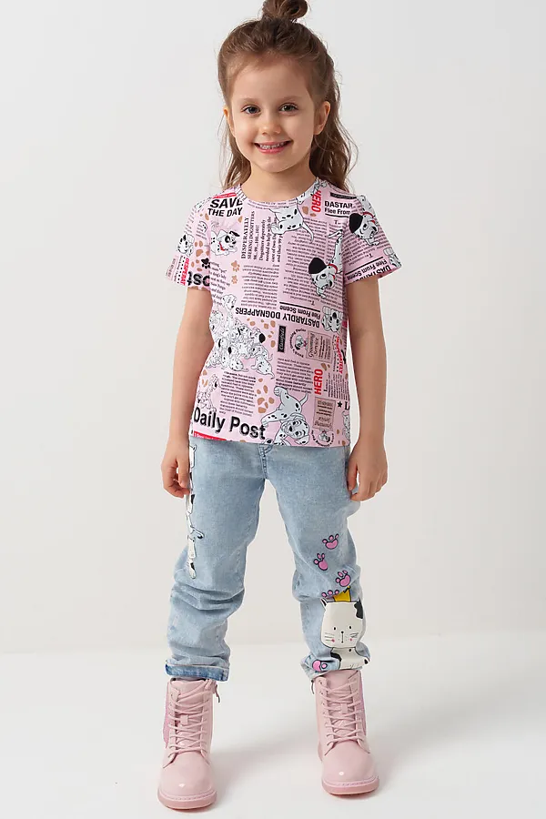 Фуфайка трикотажная для девочек (футболка) PLAYTODAY, разноцветный - фото 2