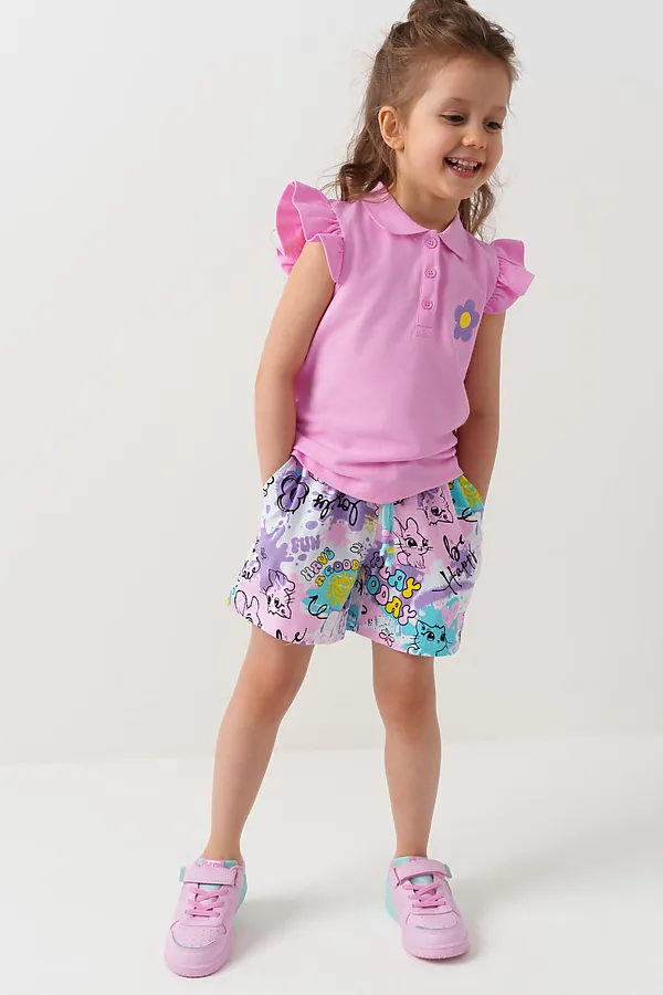 Шорты трикотажные для девочек, 2 шт в комплекте PLAYTODAY, разноцветный - фото 2