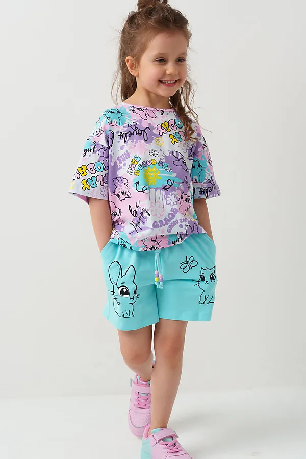 Шорты трикотажные для девочек, 2 шт в комплекте PLAYTODAY, разноцветный - фото 2