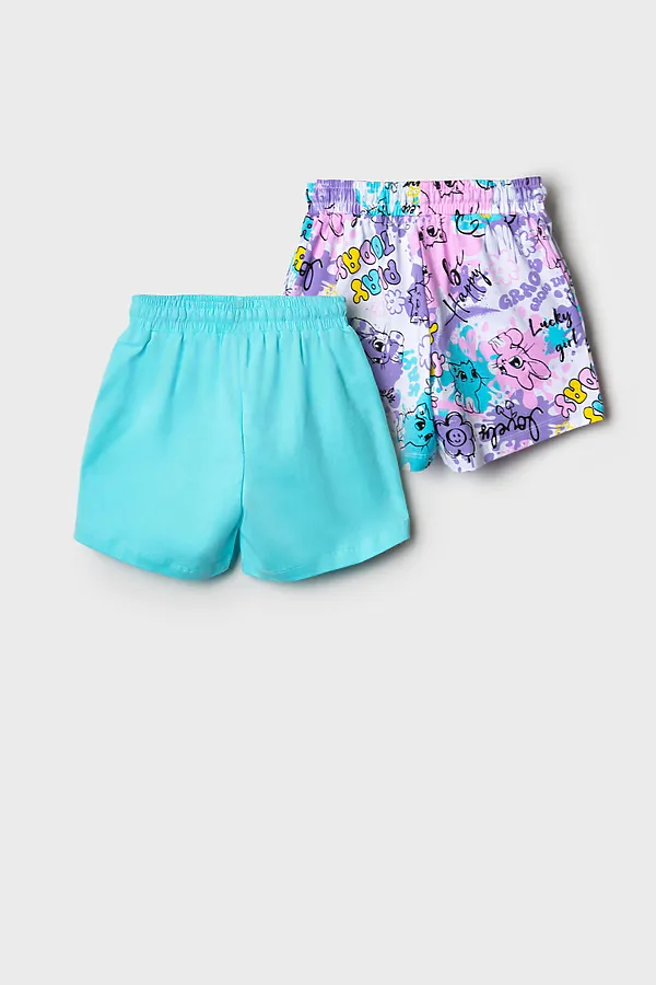 Шорты трикотажные для девочек, 2 шт в комплекте PLAYTODAY, разноцветный - фото 2