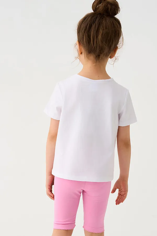 Брюки трикотажные для девочек (легинсы укороченные), 2 пары в комплекте PLAYTODAY, голубой,розовый - фото 2