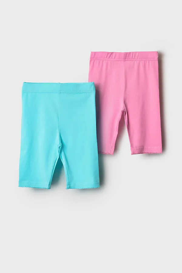 Брюки трикотажные для девочек (легинсы укороченные), 2 пары в комплекте PLAYTODAY, голубой,розовый - фото 2