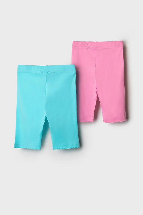 Брюки трикотажные для девочек (легинсы укороченные), 2 пары в комплекте PLAYTODAY, голубой,розовый - фото 2