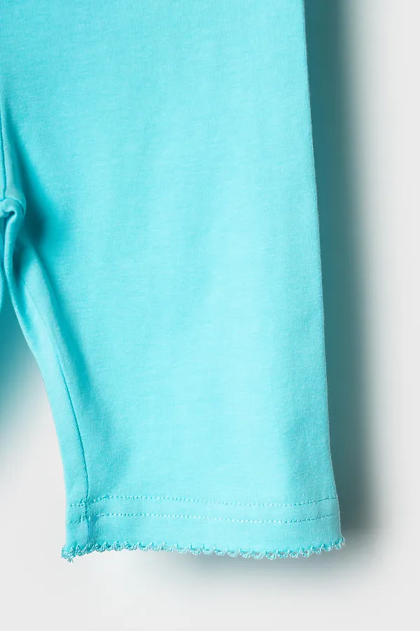 Брюки трикотажные для девочек (легинсы укороченные), 2 пары в комплекте PLAYTODAY, голубой,розовый - фото 2