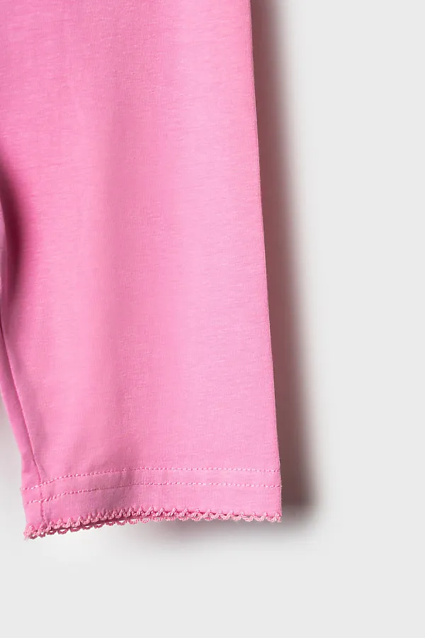 Брюки трикотажные для девочек (легинсы укороченные), 2 пары в комплекте PLAYTODAY, голубой,розовый - фото 2