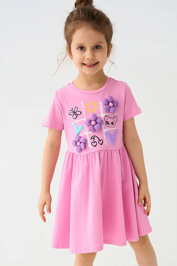 Платье трикотажное для девочек PLAYTODAY, розовый - фото 2