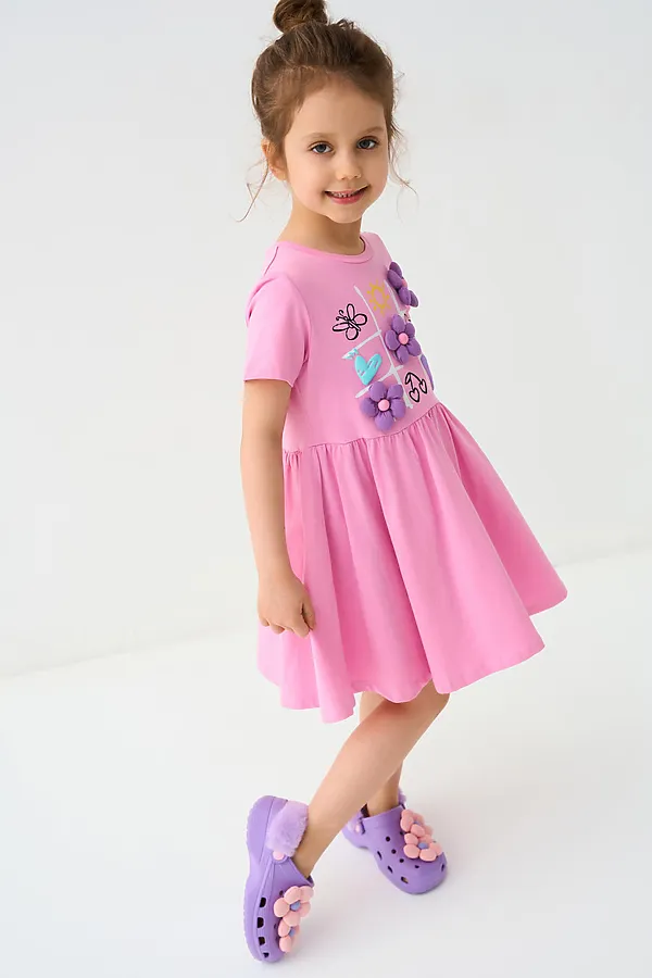 Платье трикотажное для девочек PLAYTODAY, розовый - фото 2