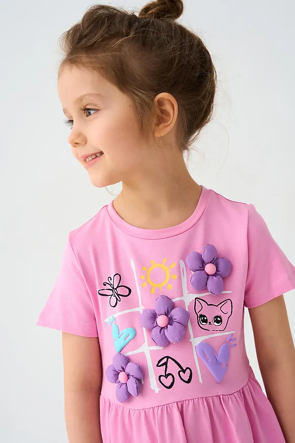 Платье трикотажное для девочек PLAYTODAY, розовый - фото 2