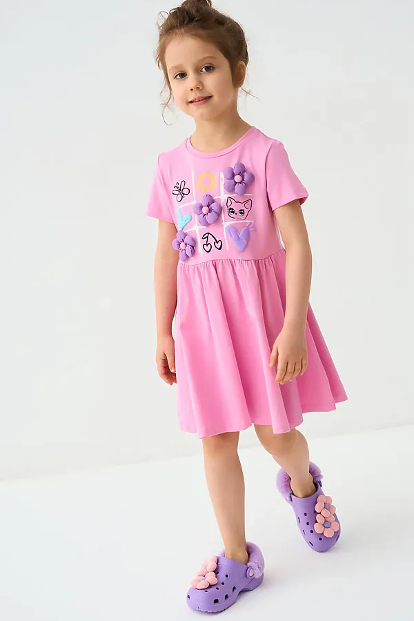 Платье трикотажное для девочек PLAYTODAY, розовый - фото 2